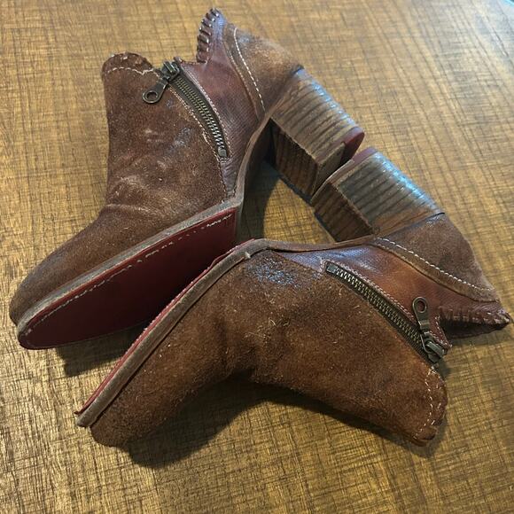 BED|STU Carla Teak MD Leather Ankle Boots Sz 9 Brown Suede Whipstitch Bootie‎ - Picture 11 of 12
